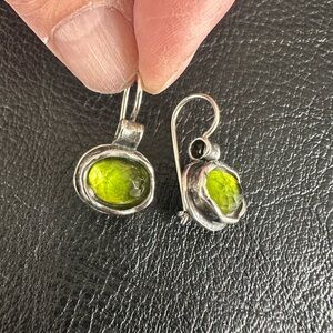 Silpada Silver Earrings with Green Accents